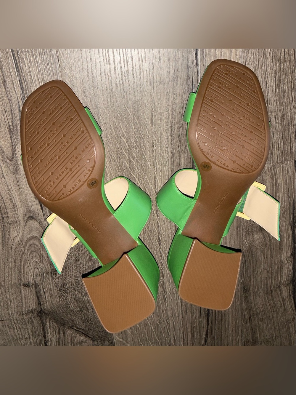 NEW!! Alex Marie Green Leather Slide Sandals with Buckle - Picture 7 of 7